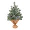 16" Mini Flocked Christmas Tree – Snowed Pine with Cones, Burlap Base, Small Tabletop Winter Holiday Decor